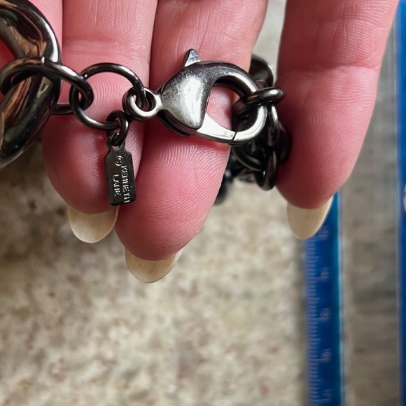 Kenneth Jay Lane Large Chunky Gunmetal 6 Link Bracelet W/ Dust Bag - Picture 6 of 6